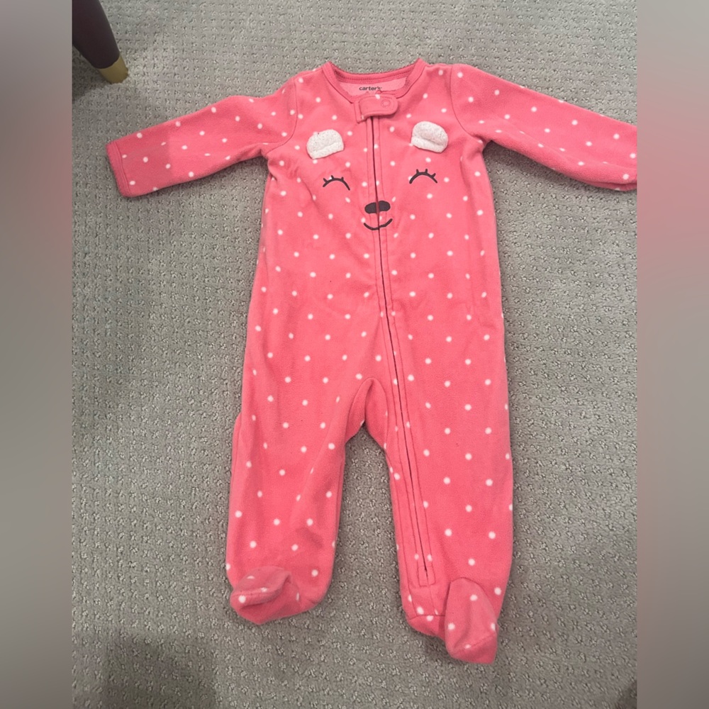 Fleece Pink Polka Dot Kids One Piece